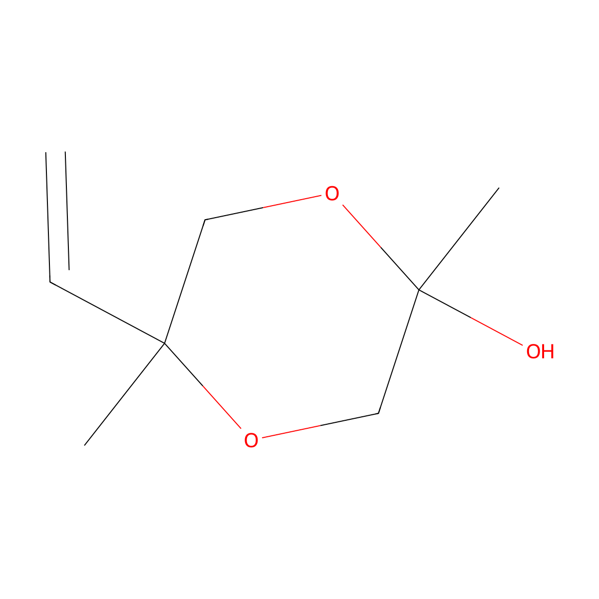 5-Ethenyl-2,5-dimethyl-1,4-dioxan-2-ol molecular structure, CAS 2913420-44-5