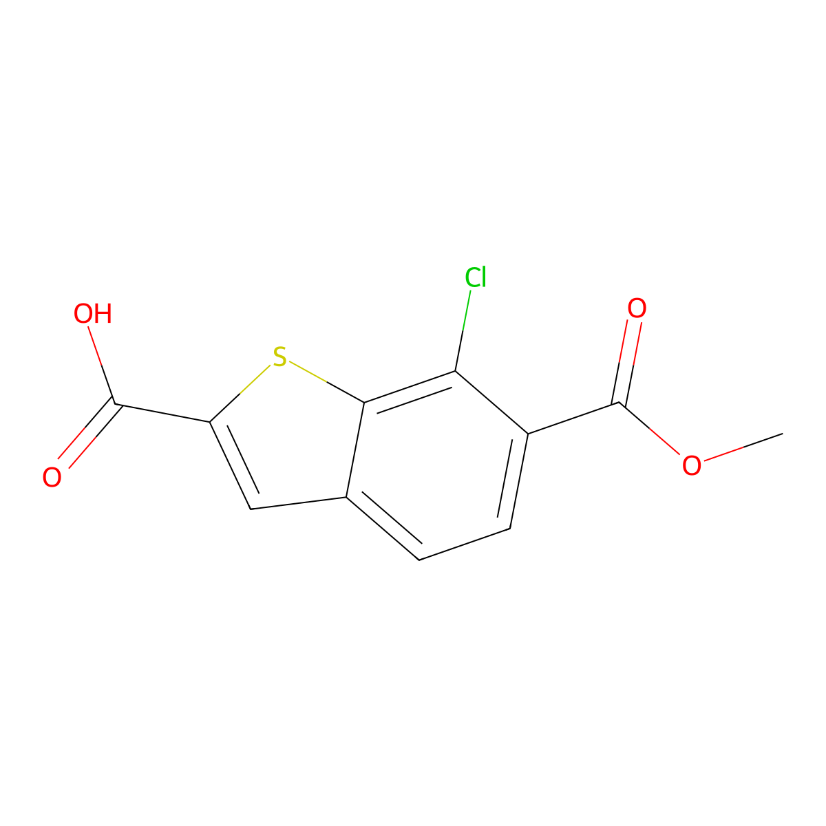 7-Chloro-6-(methoxycarbonyl)-1-benzothiophene-2-carboxylic acid molecular structure, CAS 2913420-53-6