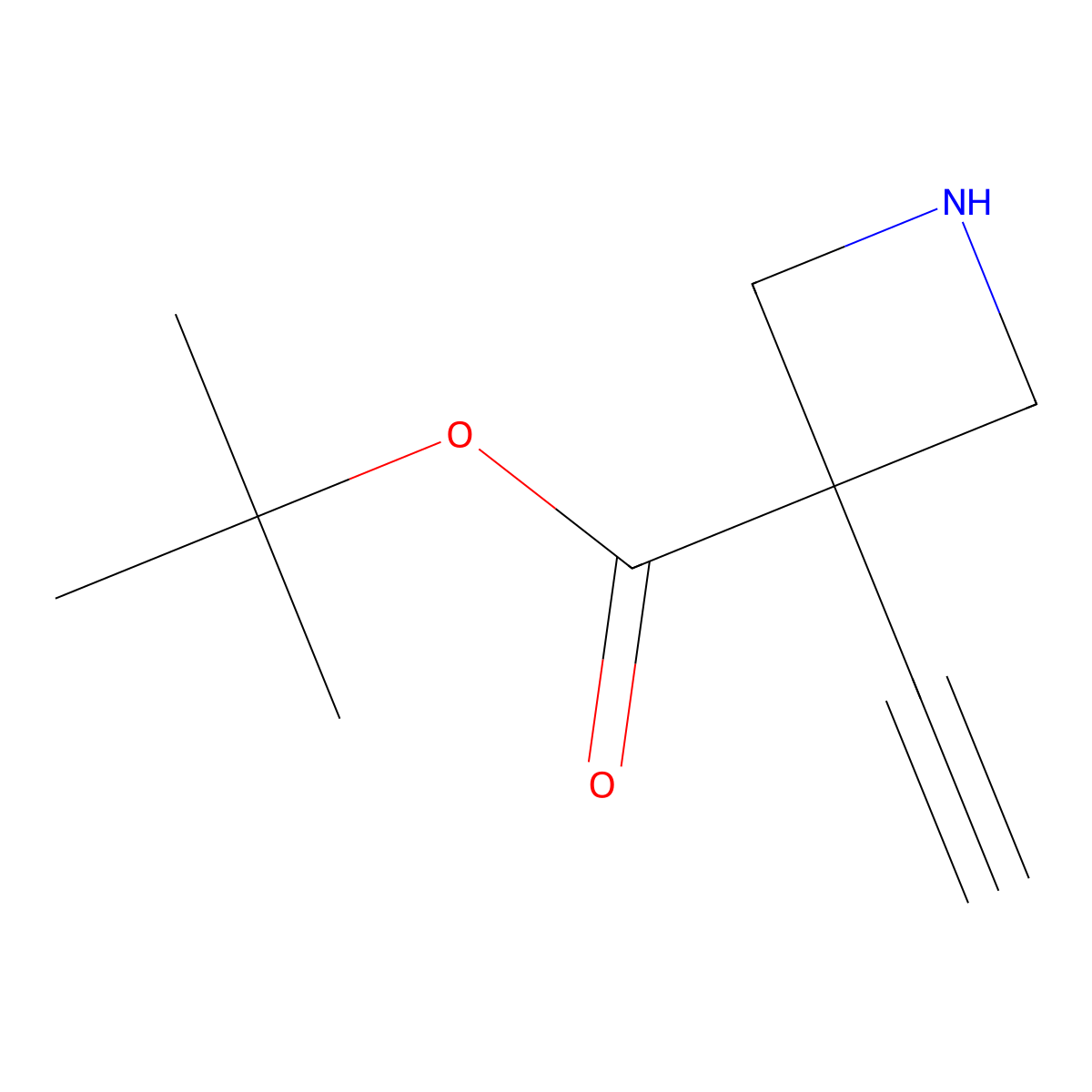 Tert-butyl 3-ethynylazetidine-3-carboxylate molecular structure, CAS 2913420-70-7