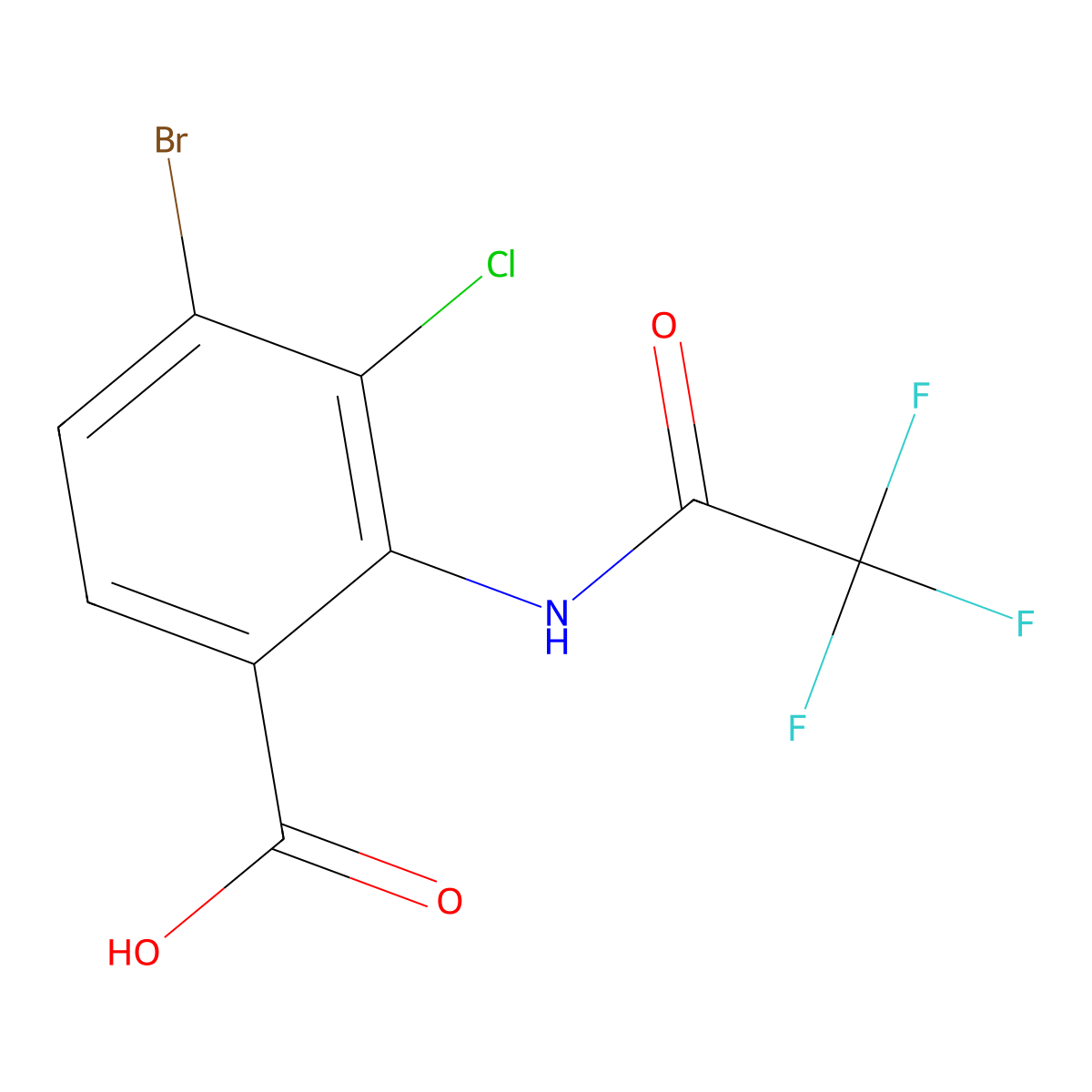 4-Bromo-3-chloro-2-(2,2,2-trifluoroacetamido)benzoic acid molecular structure, CAS 2913420-79-6