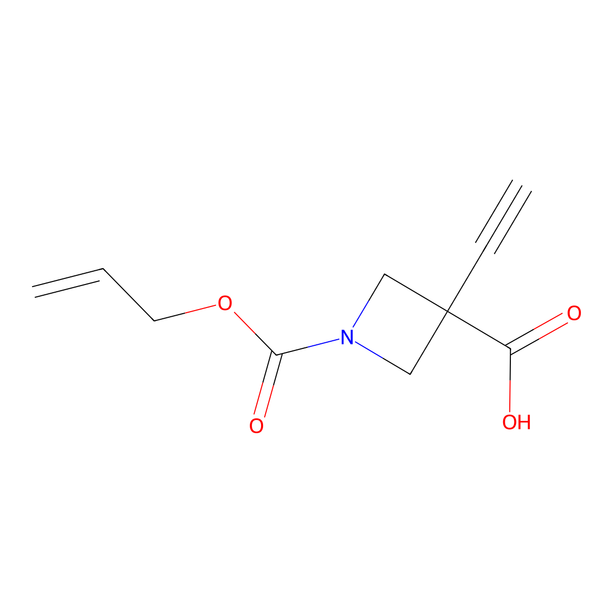 3-Ethynyl-1-[(prop-2-en-1-yloxy)carbonyl]azetidine-3-carboxylic acid molecular structure, CAS 2913420-87-6