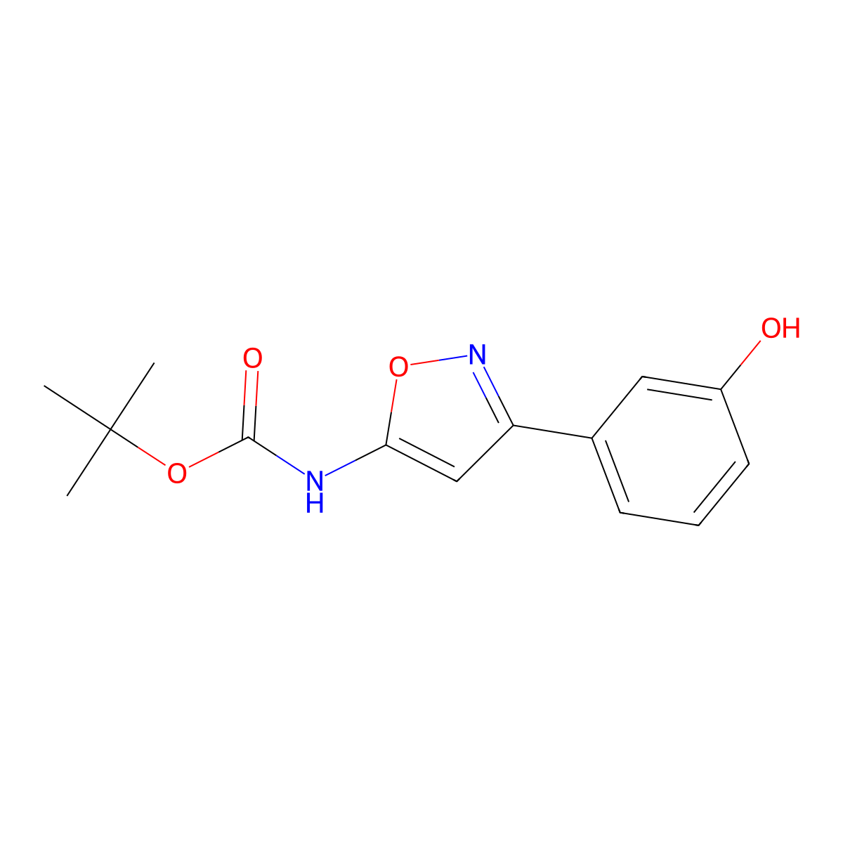 tert-butyl N-[3-(3-hydroxyphenyl)-1,2-oxazol-5-yl]carbamate molecular structure, CAS 2913420-88-7