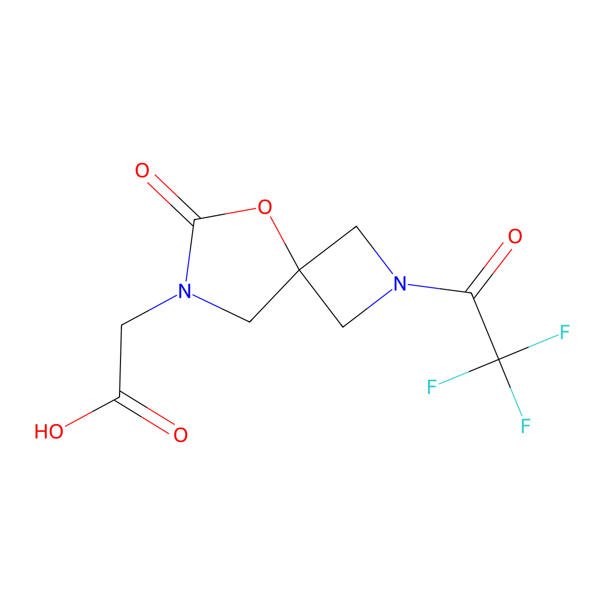 2-[6-Oxo-2-(2,2,2-trifluoroacetyl)-5-oxa-2,7-diazaspiro[3.4]octan-7-yl]acetic acid molecular structure, CAS 2913420-93-4