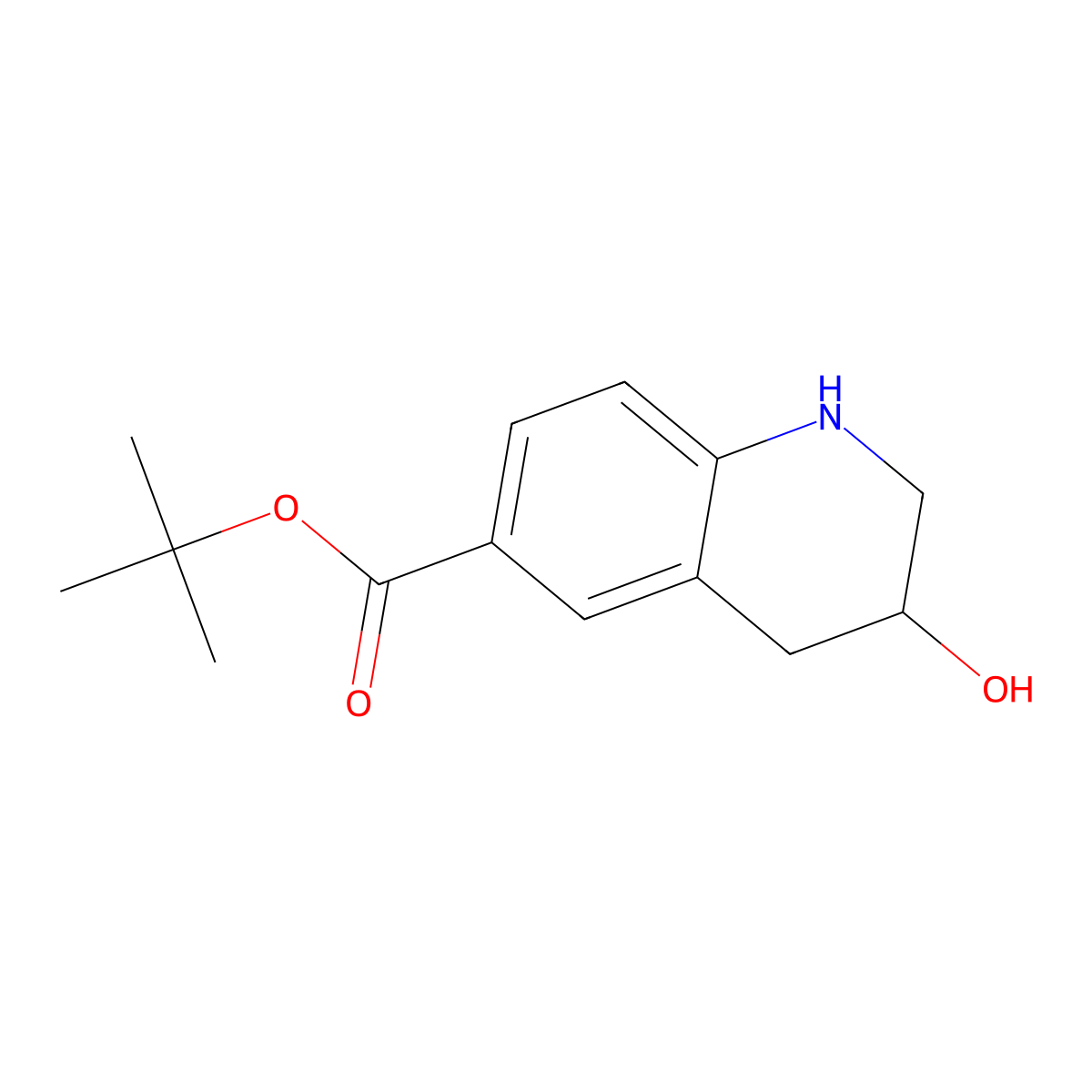 Tert-butyl 3-hydroxy-1,2,3,4-tetrahydroquinoline-6-carboxylate molecular structure, CAS 2913421-06-2