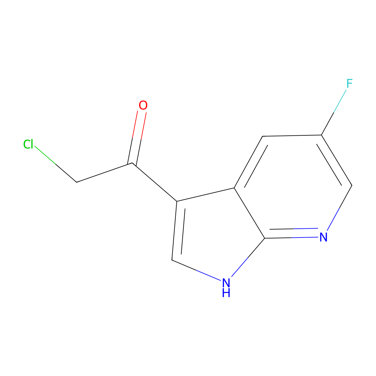 2-chloro-1-{5-fluoro-1H-pyrrolo[2,3-b]pyridin-3-yl}ethan-1-one molecular structure, CAS 2913421-07-3
