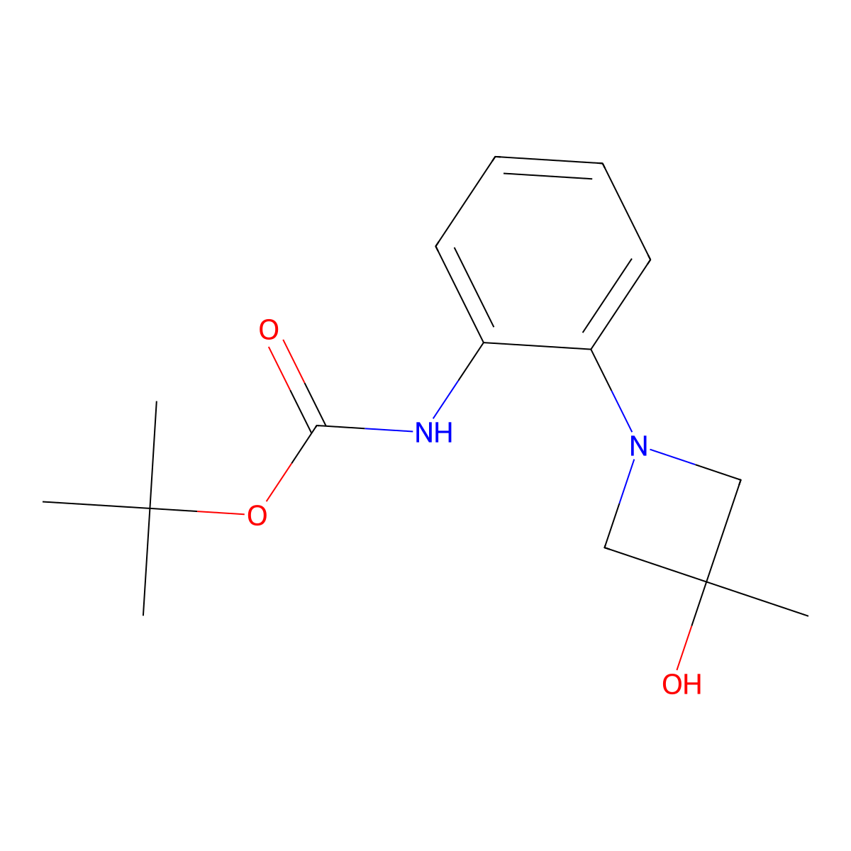 tert-butyl N-[2-(3-hydroxy-3-methylazetidin-1-yl)phenyl]carbamate molecular structure, CAS 2913421-32-4