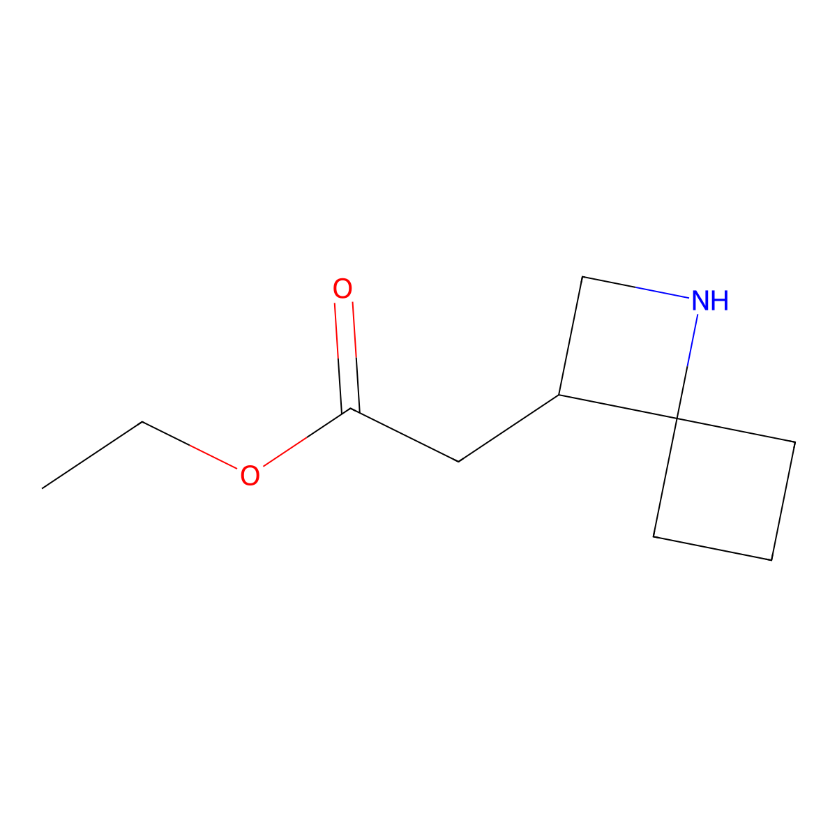 Ethyl 2-{1-azaspiro[3.3]heptan-3-yl}acetate molecular structure, CAS 2913421-36-8