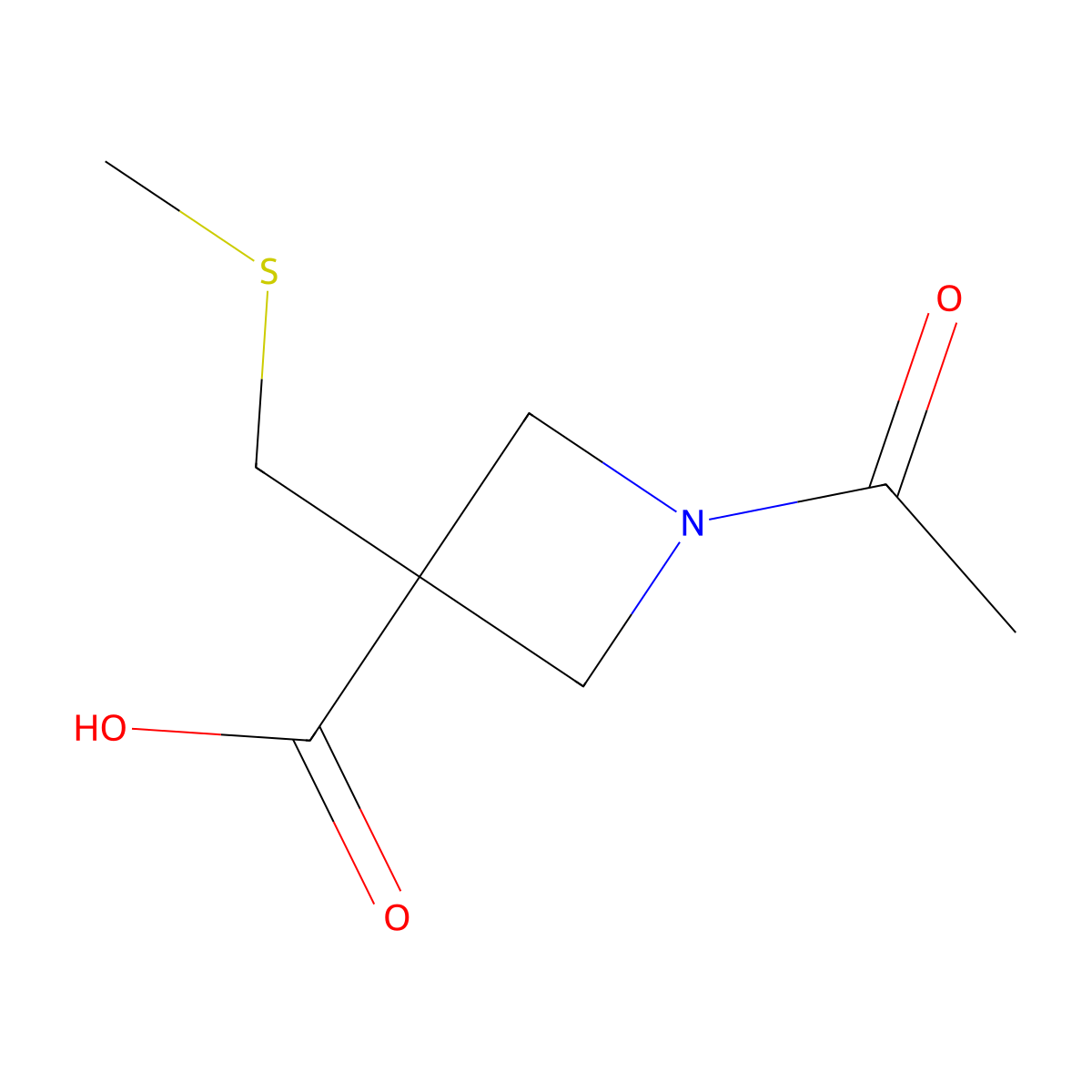 1-Acetyl-3-[(methylsulfanyl)methyl]azetidine-3-carboxylic acid molecular structure, CAS 2913421-51-7