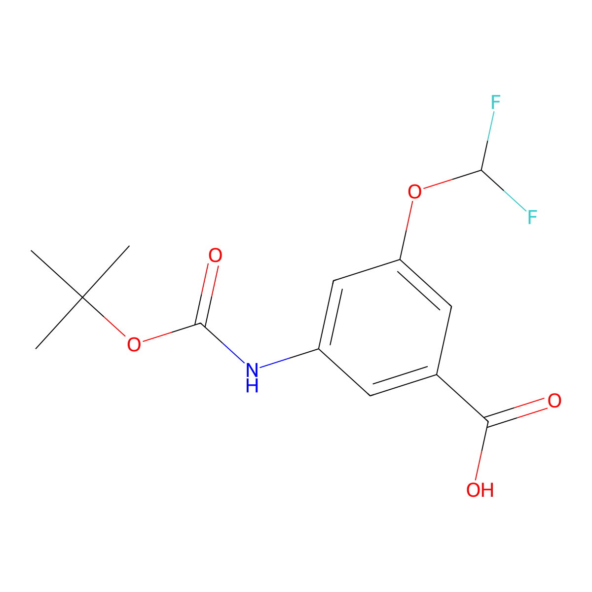 3-{[(Tert-butoxy)carbonyl]amino}-5-(difluoromethoxy)benzoicacid molecular structure, CAS 2913421-52-8