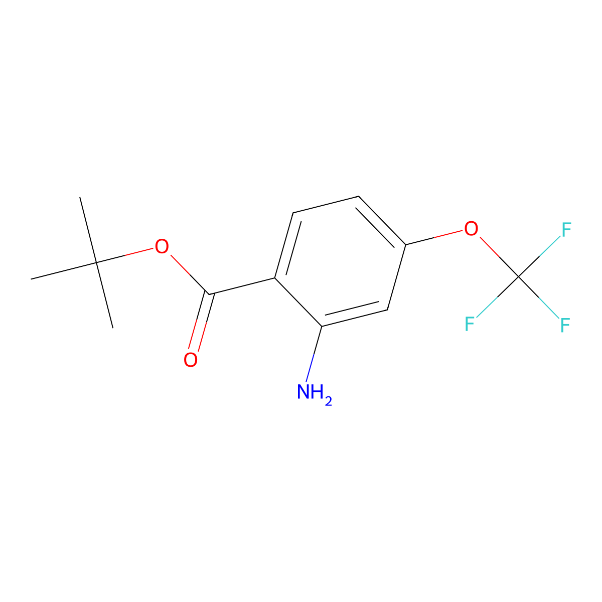 Tert-butyl 2-amino-4-(trifluoromethoxy)benzoate molecular structure, CAS 2913421-61-9