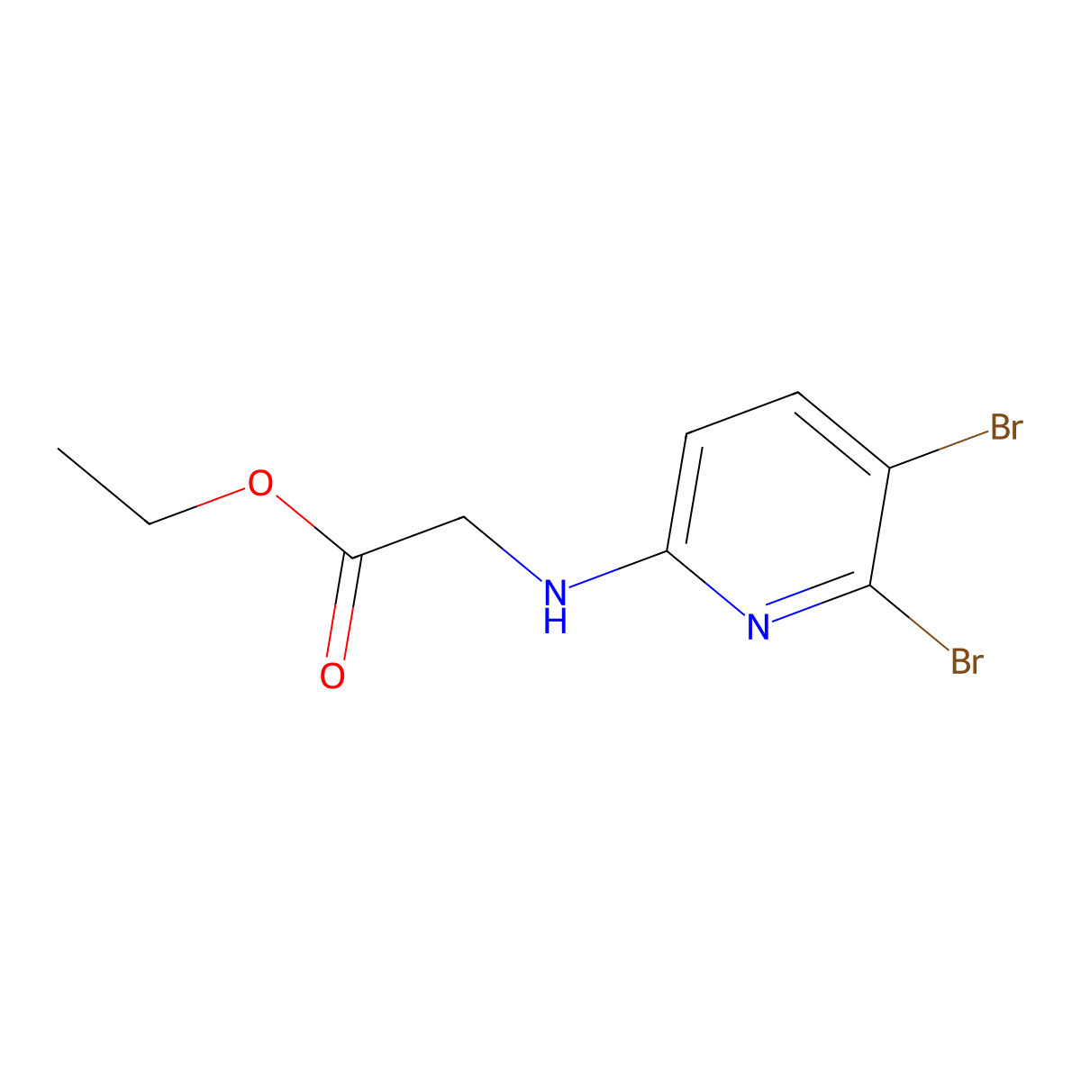 Ethyl 2-[(5,6-dibromopyridin-2-yl)amino]acetate molecular structure, CAS 2913421-64-2