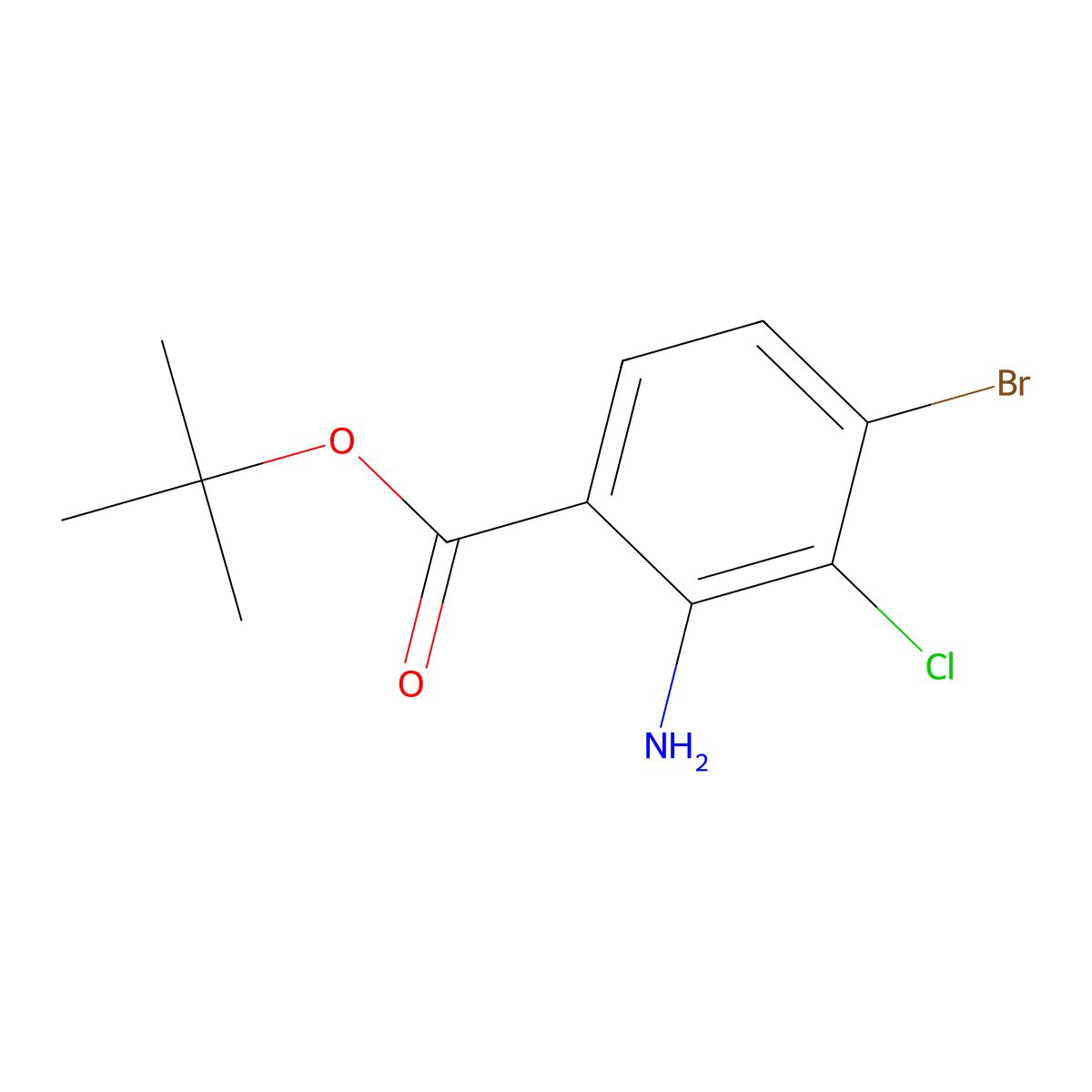 Tert-butyl 2-amino-4-bromo-3-chlorobenzoate molecular structure, CAS 2913421-73-3