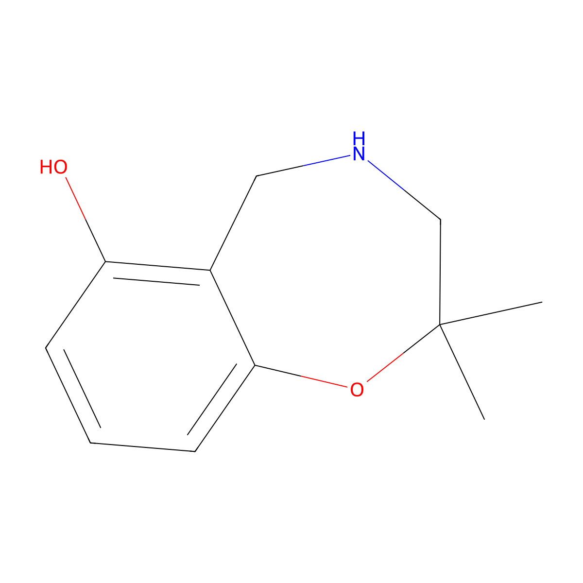 2,2-Dimethyl-2,3,4,5-tetrahydro-1,4-benzoxazepin-6-ol molecular structure, CAS 2913421-82-4