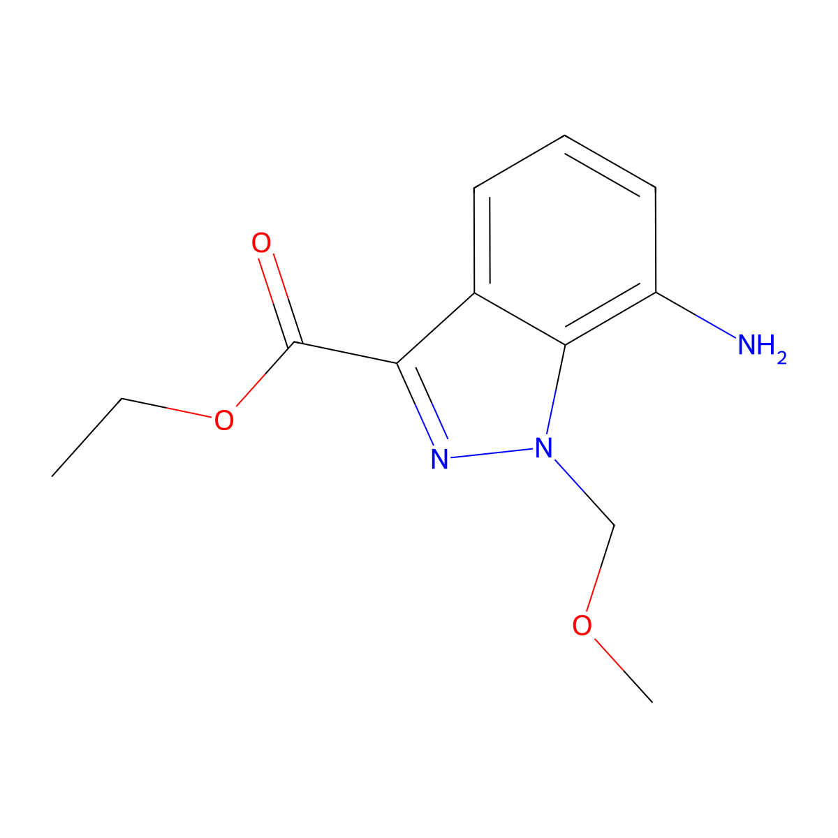 ethyl 7-amino-1-(methoxymethyl)-1H-indazole-3-carboxylate molecular structure, CAS 2913421-94-8