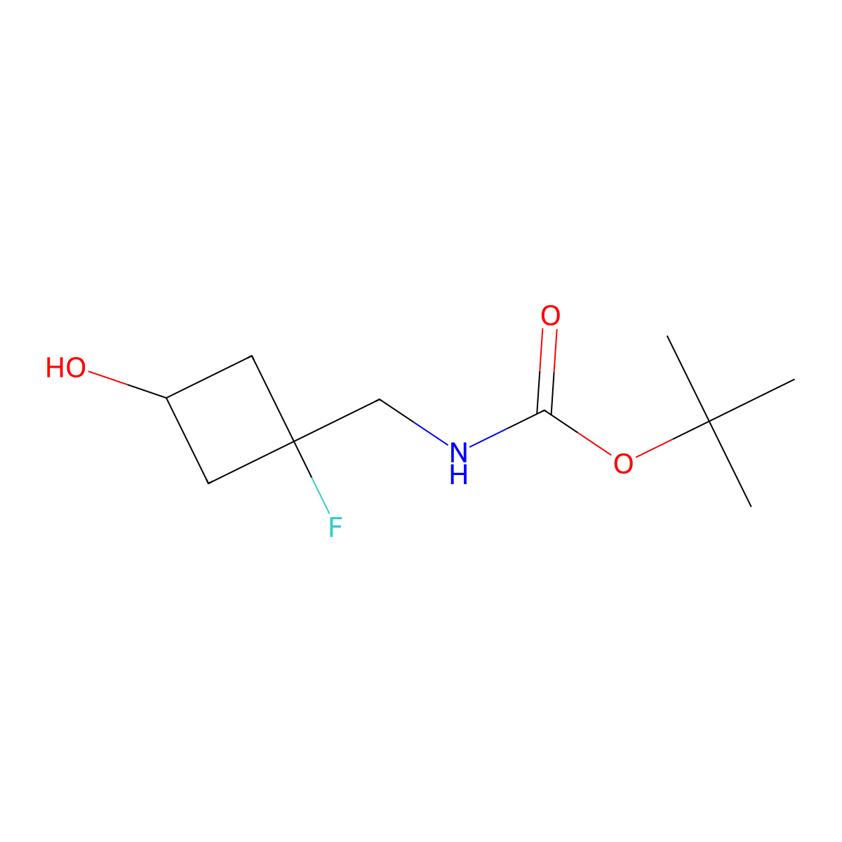 tert-butyl N-[(1-fluoro-3-hydroxycyclobutyl)methyl]carbamate molecular structure, CAS 2913422-01-0