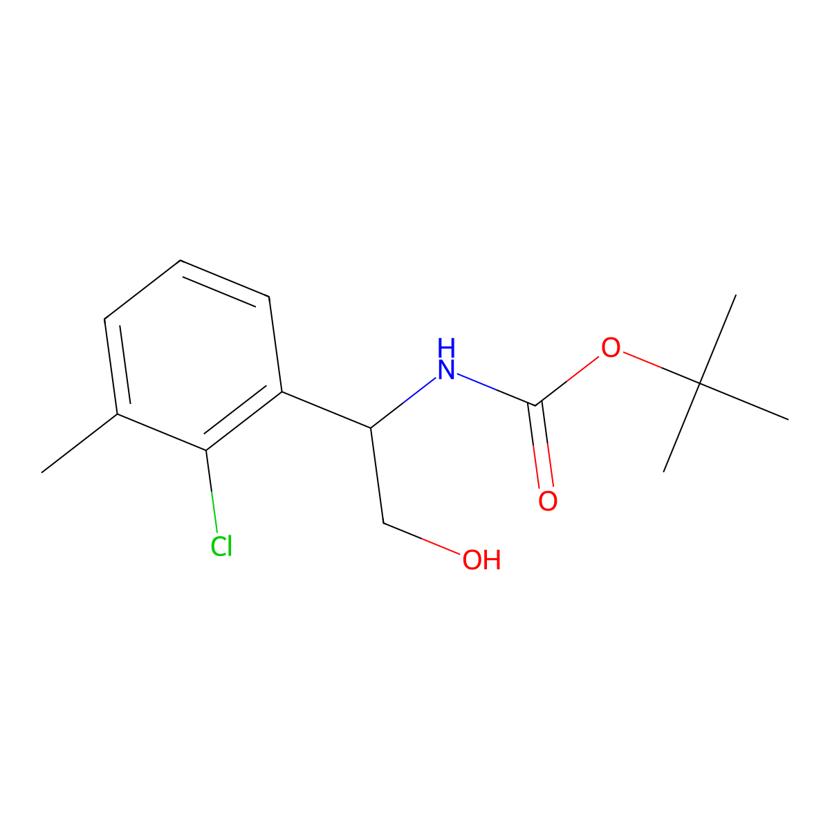 tert-butyl N-[1-(2-chloro-3-methylphenyl)-2-hydroxyethyl]carbamate molecular structure, CAS 2913422-02-1
