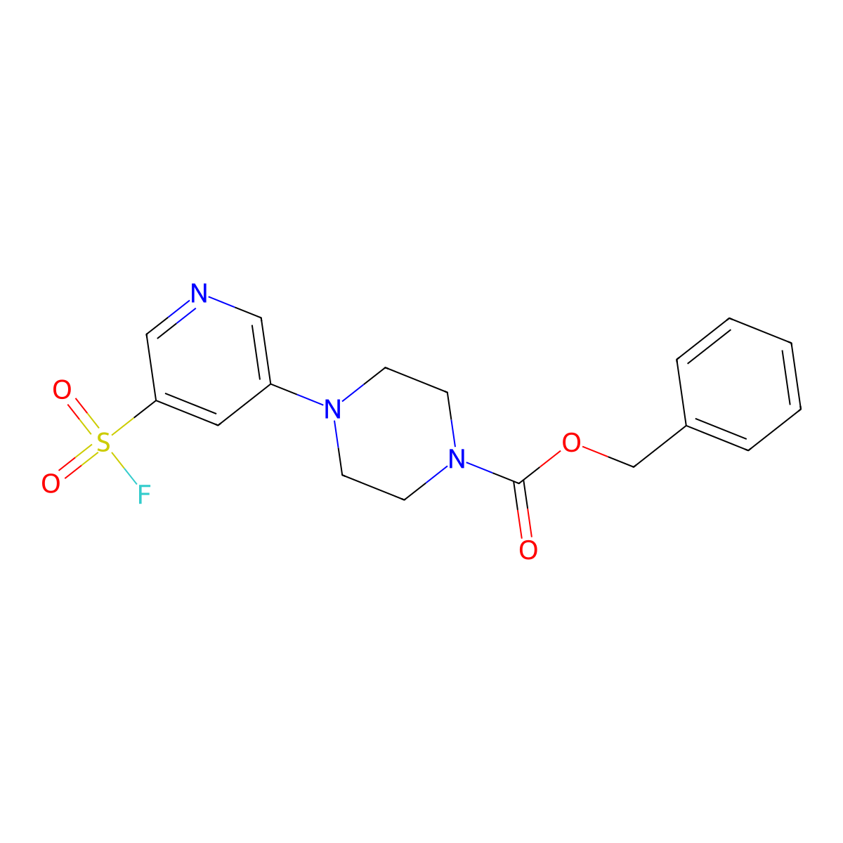 Benzyl 4-[5-(fluorosulfonyl)pyridin-3-yl]piperazine-1-carboxylate molecular structure, CAS 2913422-03-2