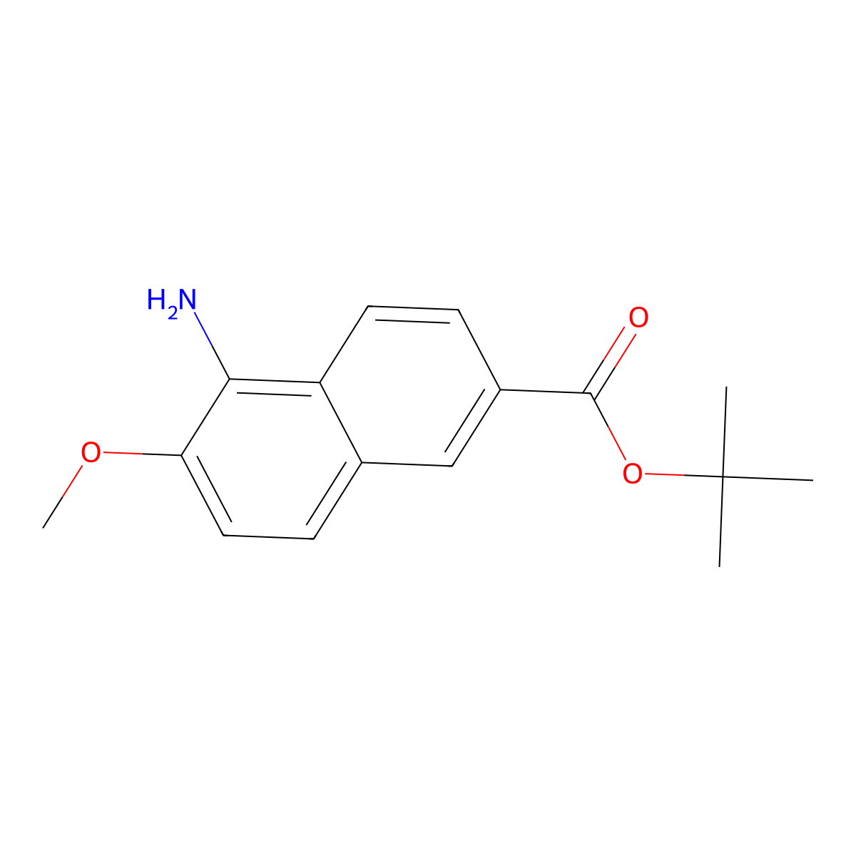 Tert-butyl 5-amino-6-methoxynaphthalene-2-carboxylate molecular structure, CAS 2913422-18-9