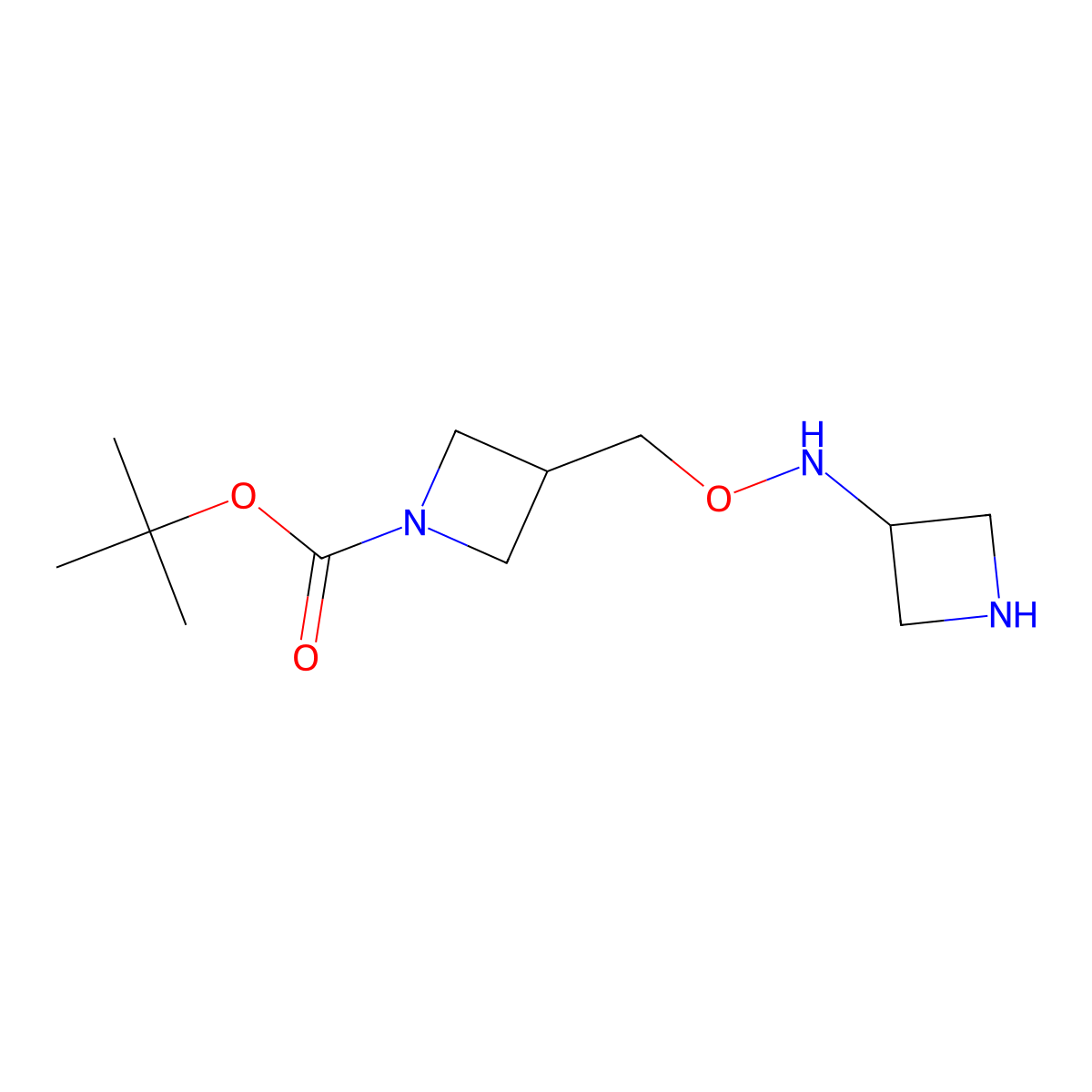 Tert-butyl 3-({[(azetidin-3-yl)amino]oxy}methyl)azetidine-1-carboxylate molecular structure, CAS 2913422-21-4
