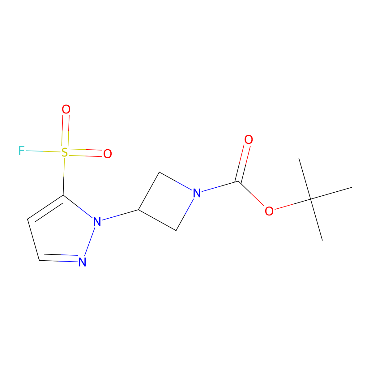 tert-butyl 3-[5-(fluorosulfonyl)-1H-pyrazol-1-yl]azetidine-1-carboxylate molecular structure, CAS 2913422-26-9