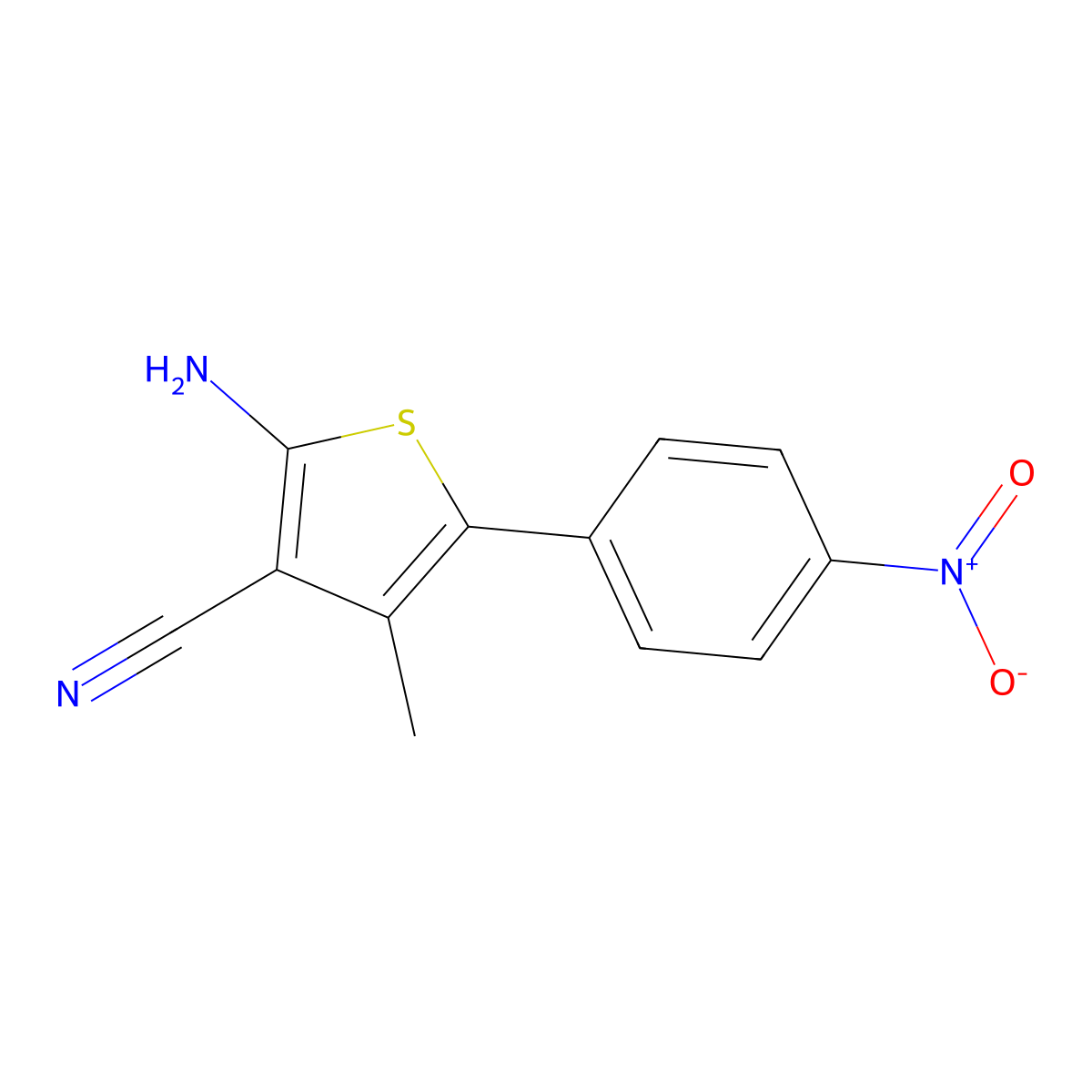 2-Amino-4-methyl-5-(4-nitrophenyl)thiophene-3-carbonitrile molecular structure, CAS 2913422-30-5