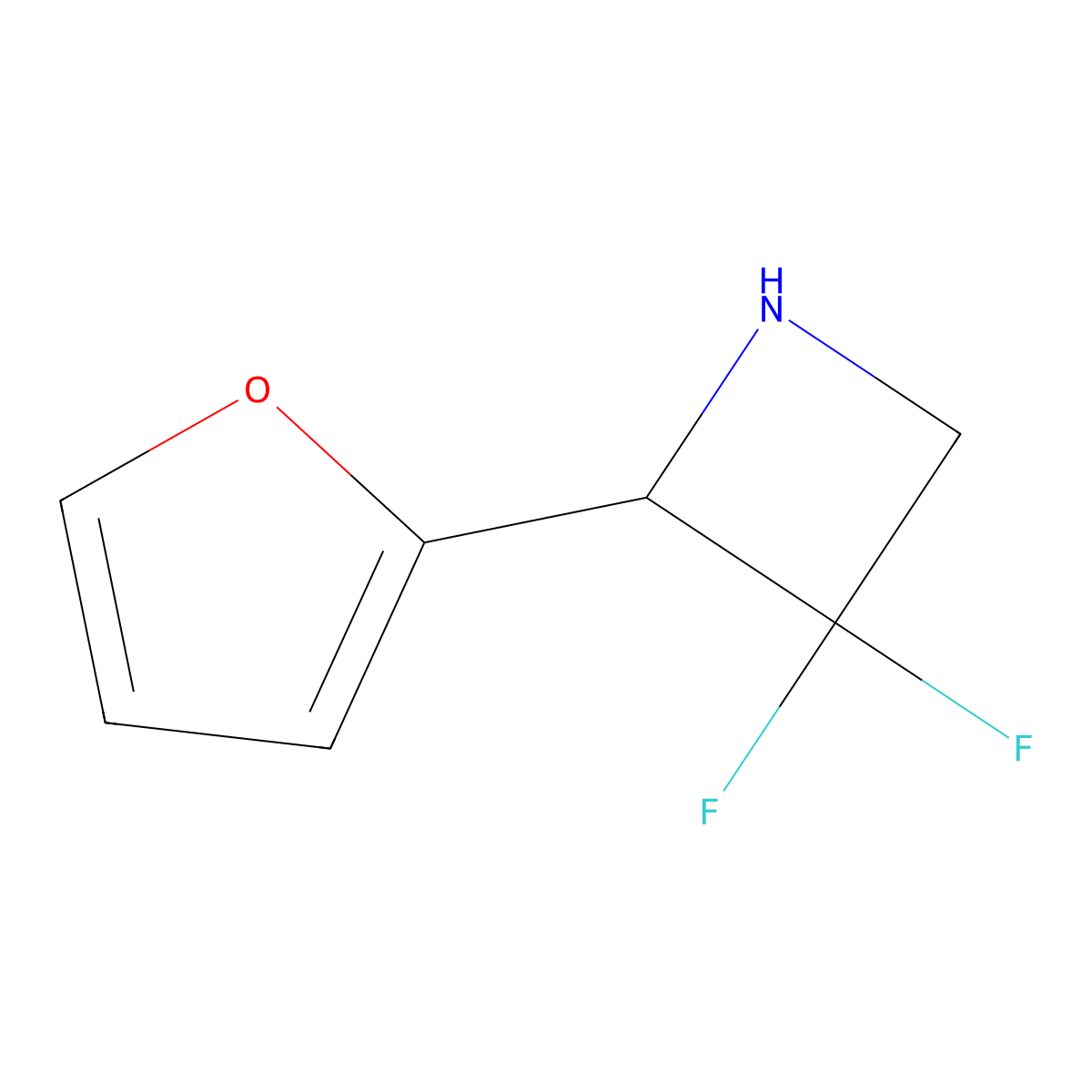 3,3-Difluoro-2-(furan-2-yl)azetidine molecular structure, CAS 2913422-31-6
