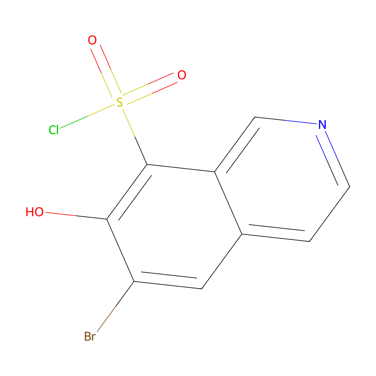 6-Bromo-7-hydroxyisoquinoline-8-sulfonyl chloride molecular structure, CAS 2913422-34-9