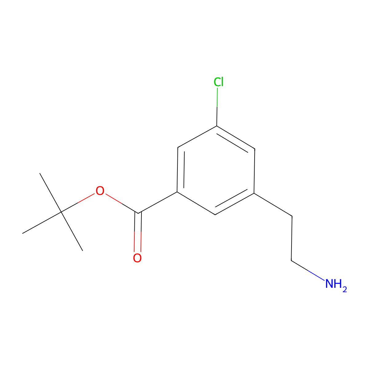Tert-butyl 3-(2-aminoethyl)-5-chlorobenzoate molecular structure, CAS 2913422-39-4