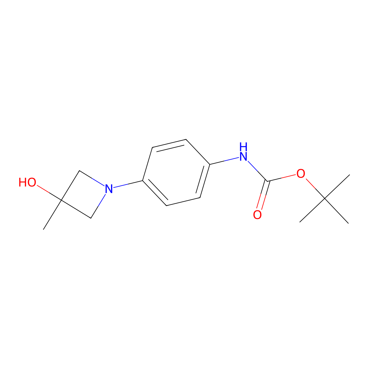 tert-butyl N-[4-(3-hydroxy-3-methylazetidin-1-yl)phenyl]carbamate molecular structure, CAS 2913422-45-2