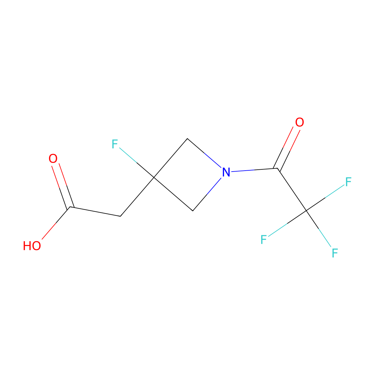 2-[3-Fluoro-1-(2,2,2-trifluoroacetyl)azetidin-3-yl]acetic acid molecular structure, CAS 2913422-46-3