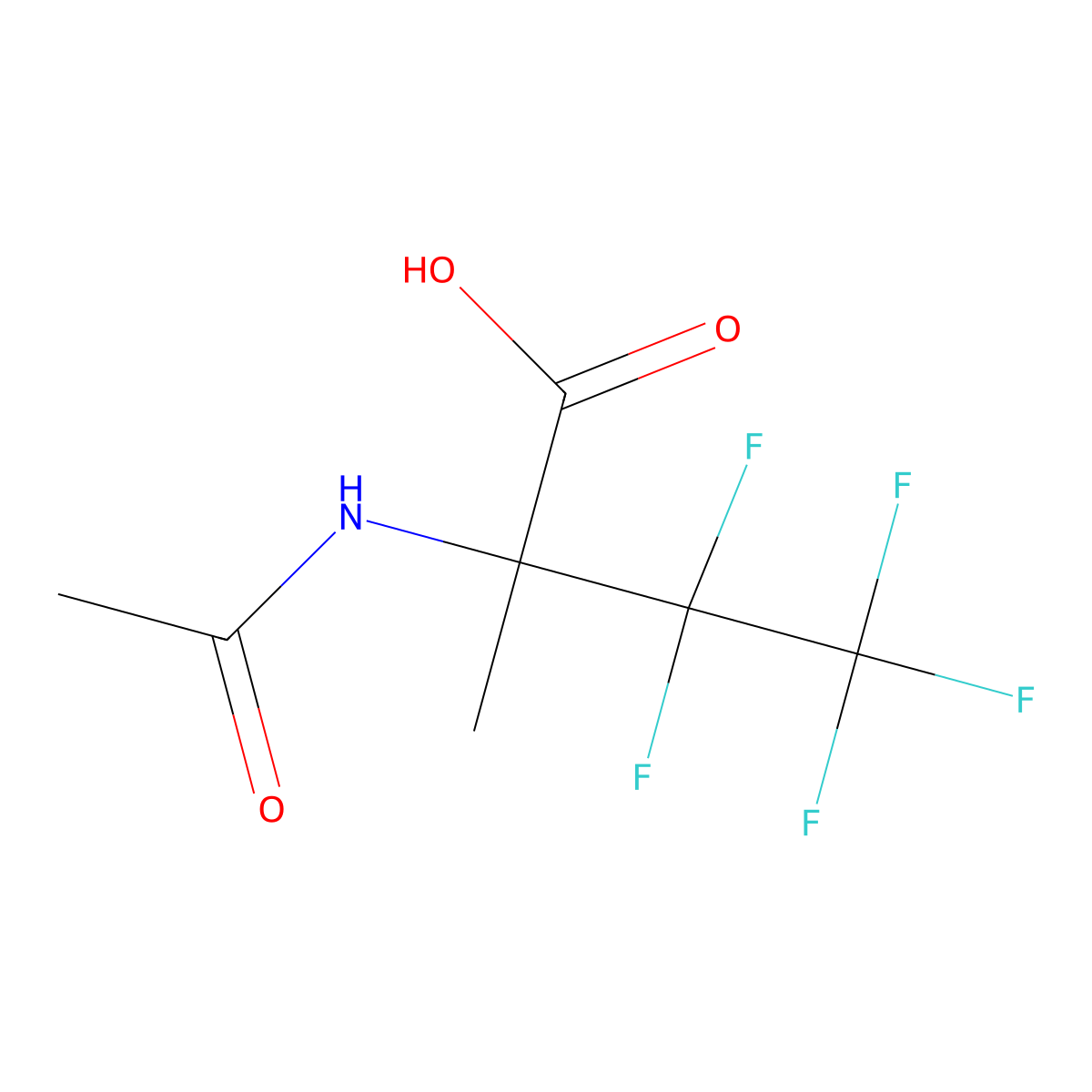 2-Acetamido-3,3,4,4,4-pentafluoro-2-methylbutanoic acid molecular structure, CAS 2913422-51-0