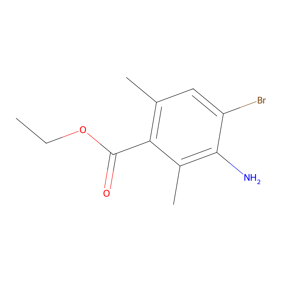 Ethyl 3-amino-4-bromo-2,6-dimethylbenzoate molecular structure, CAS 2913422-52-1