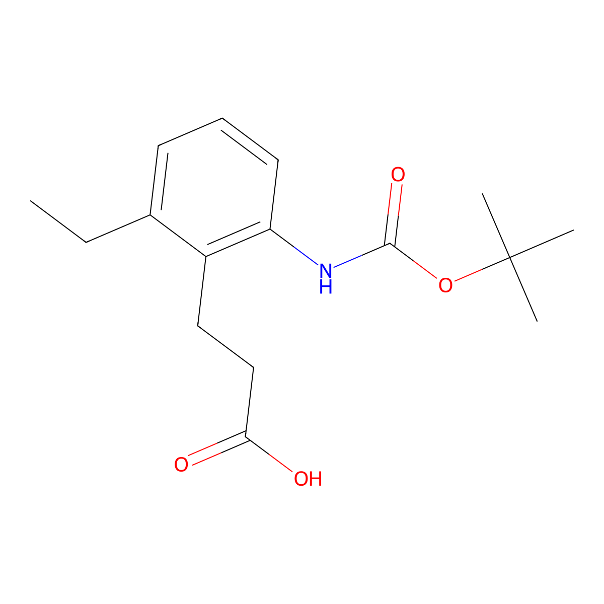 3-(2-{[(Tert-butoxy)carbonyl]amino}-6-ethylphenyl)propanoic acid molecular structure, CAS 2913422-53-2