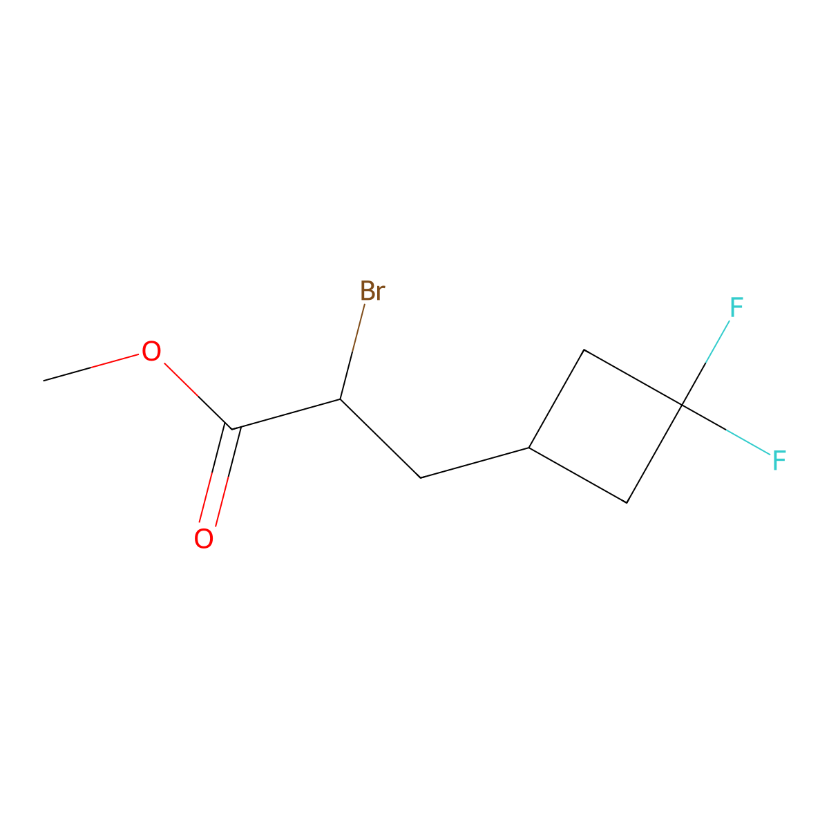 Methyl 2-bromo-3-(3,3-difluorocyclobutyl)propanoate molecular structure, CAS 2913422-56-5