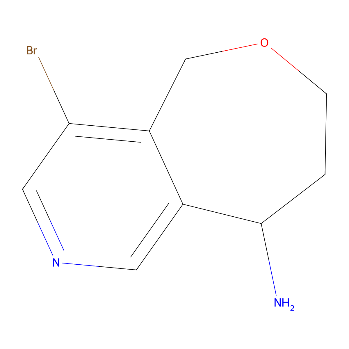 4-bromo-5H,7H,8H,9H-oxepino[4,3-c]pyridin-9-amine molecular structure, CAS 2913422-74-7