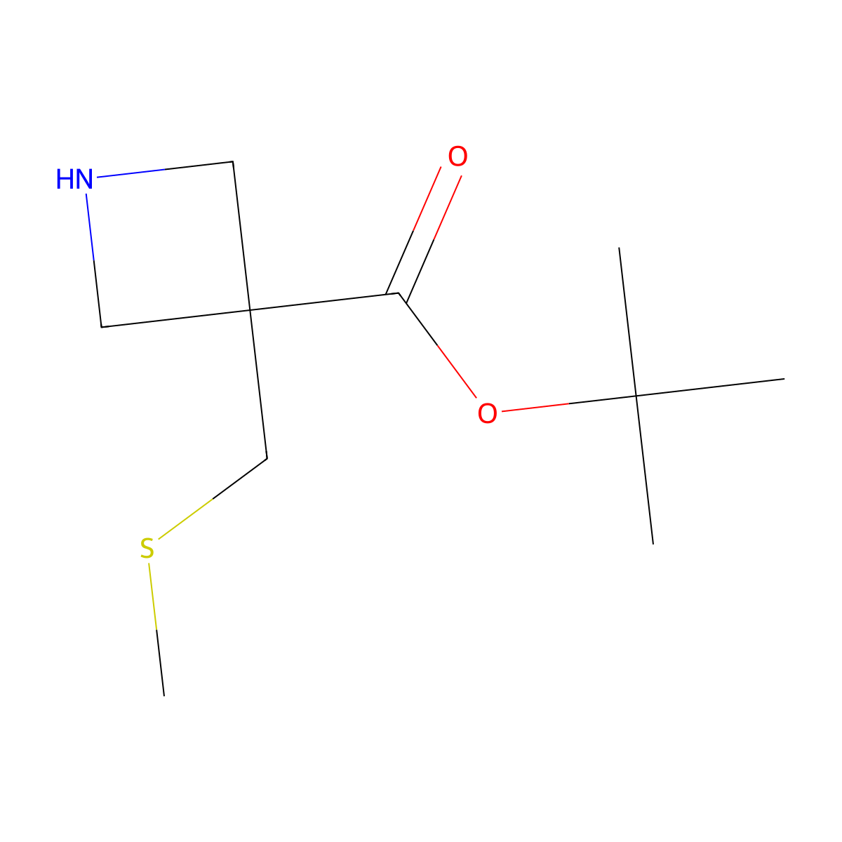 Tert-butyl 3-[(methylsulfanyl)methyl]azetidine-3-carboxylate molecular structure, CAS 2913422-82-7