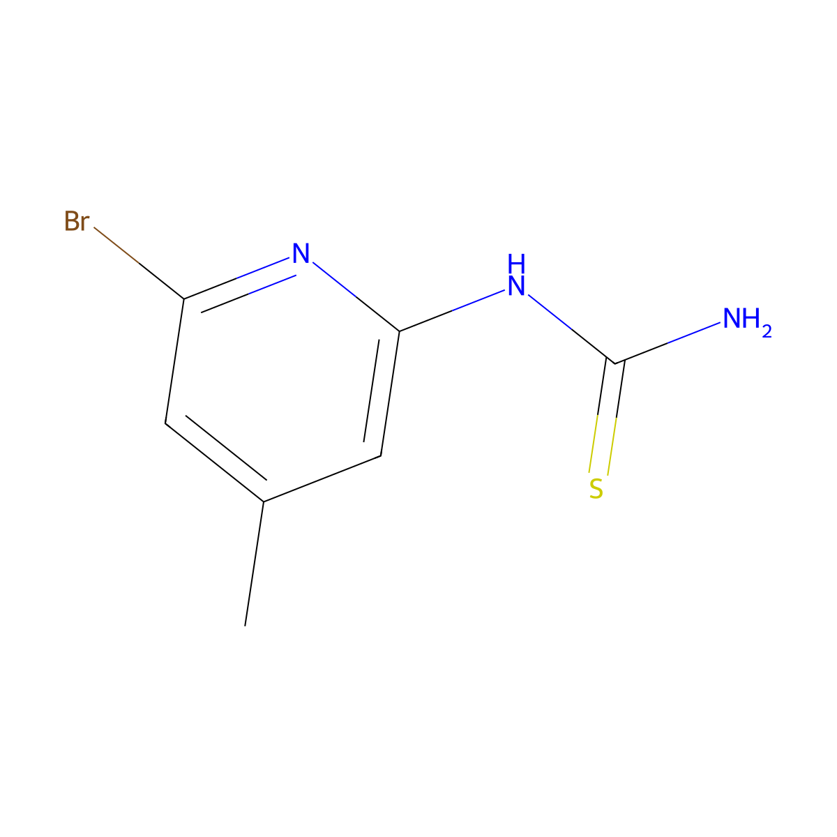 (6-Bromo-4-methylpyridin-2-yl)thiourea molecular structure, CAS 2913422-86-1