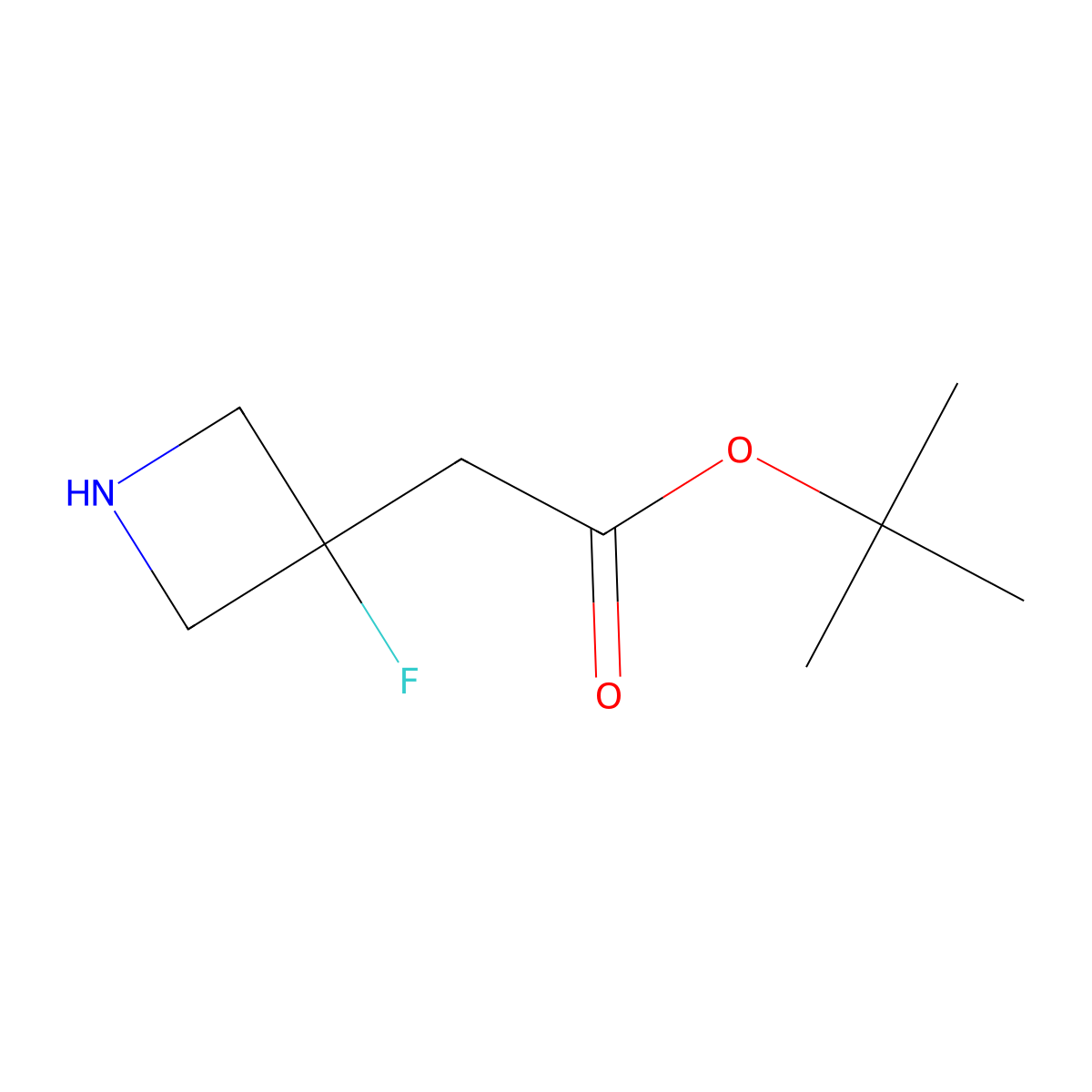 Tert-butyl 2-(3-fluoroazetidin-3-yl)acetate molecular structure, CAS 2913422-95-2
