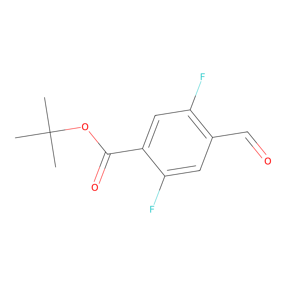 Tert-butyl 2,5-difluoro-4-formylbenzoate molecular structure, CAS 2913423-12-6