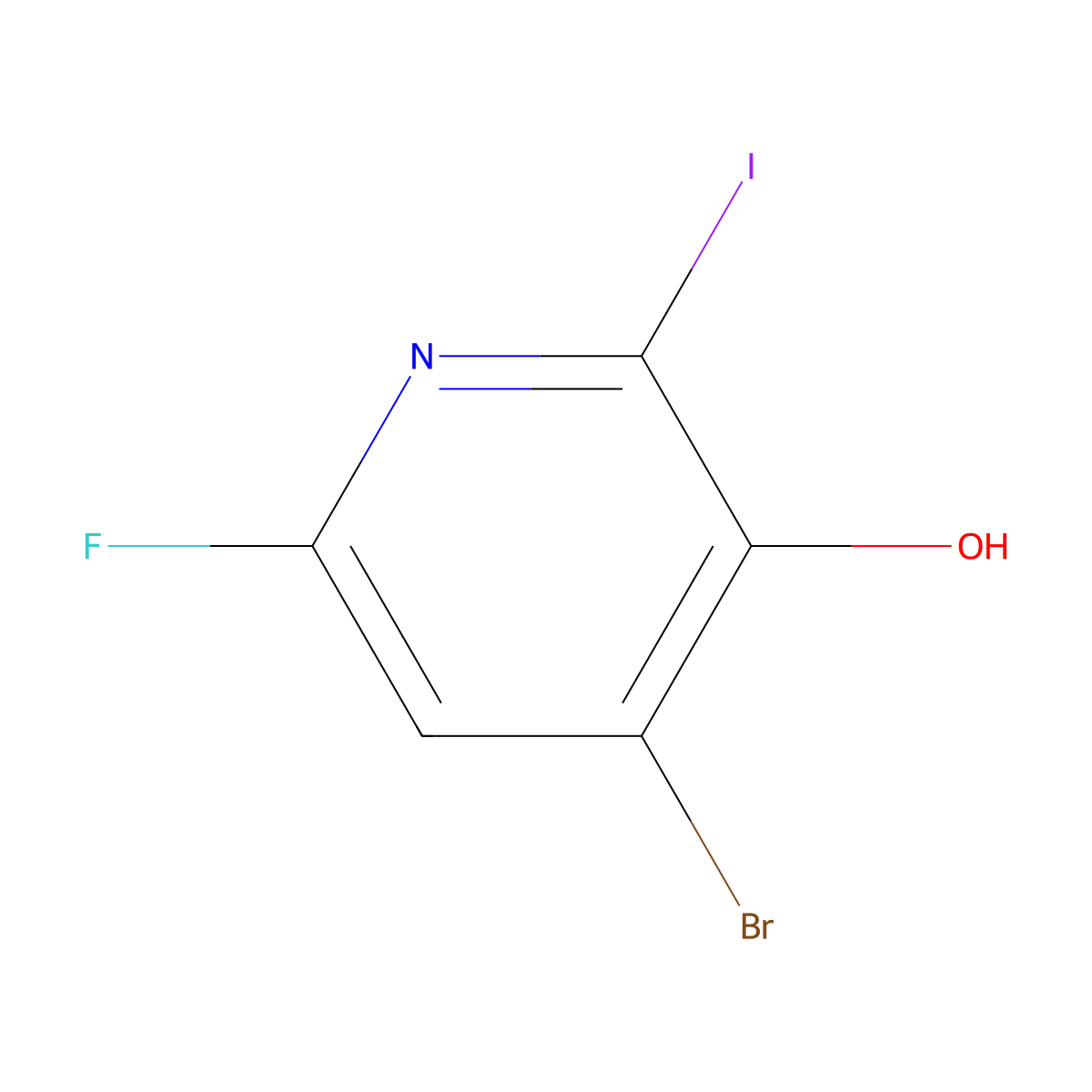 4-Bromo-6-fluoro-2-iodopyridin-3-ol molecular structure, CAS 2913423-46-6