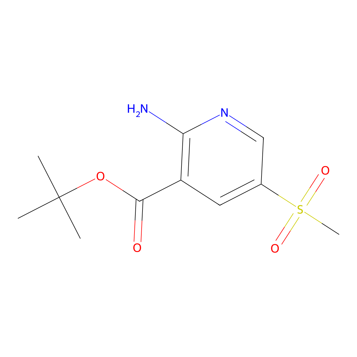 Tert-butyl 2-amino-5-methanesulfonylpyridine-3-carboxylate molecular structure, CAS 2913423-47-7