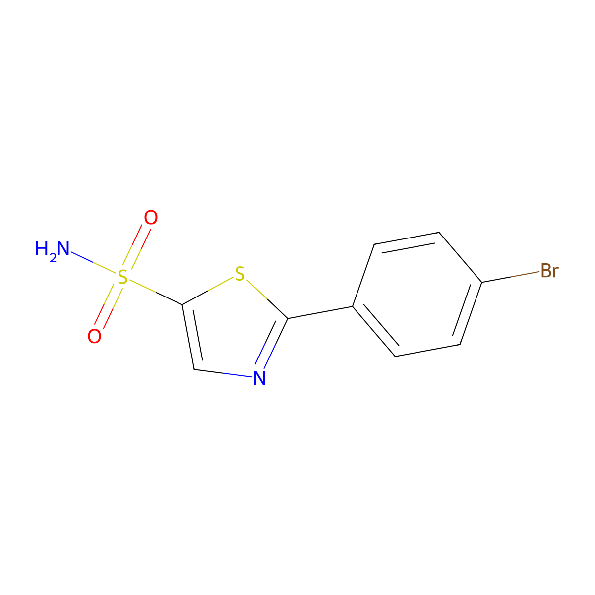 2-(4-Bromophenyl)-1,3-thiazole-5-sulfonamide molecular structure, CAS 2913423-49-9
