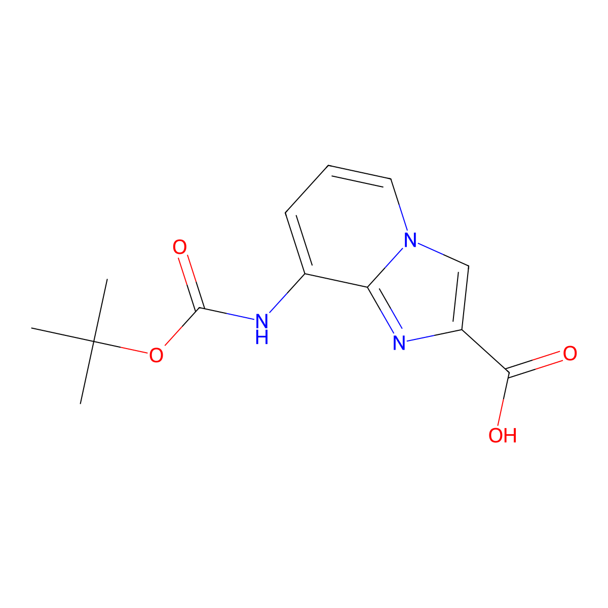 8-{[(Tert-butoxy)carbonyl]amino}imidazo[1,2-a]pyridine-2-carboxylic acid molecular structure, CAS 2913423-50-2