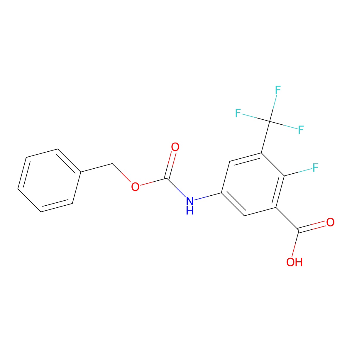5-{[(Benzyloxy)carbonyl]amino}-2-fluoro-3-(trifluoromethyl)benzoic acid molecular structure, CAS 2913423-59-1