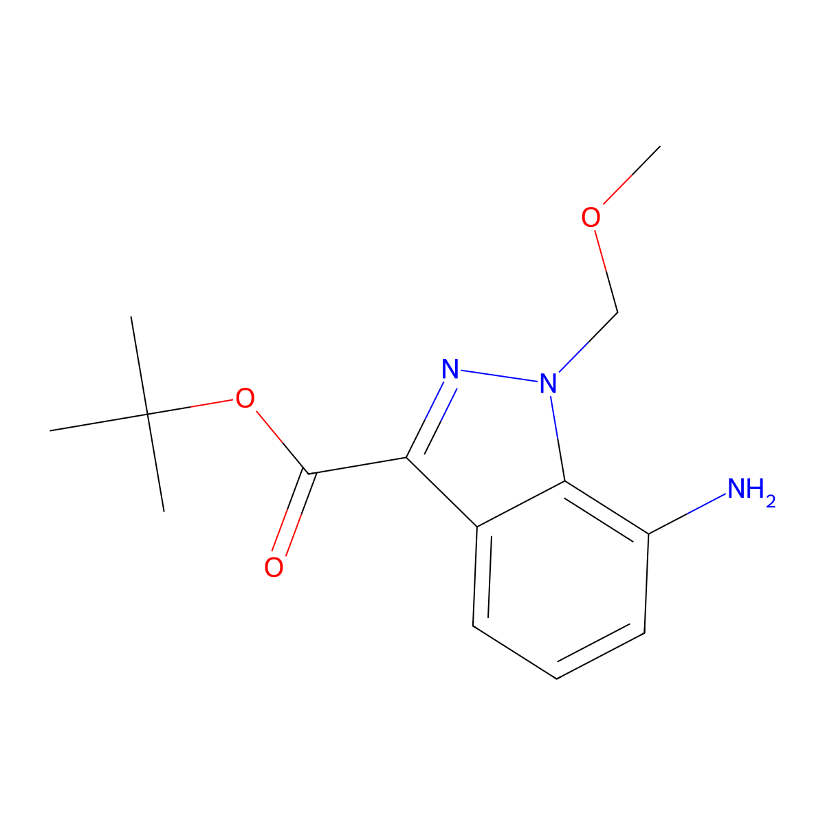 tert-butyl 7-amino-1-(methoxymethyl)-1H-indazole-3-carboxylate molecular structure, CAS 2913423-64-8