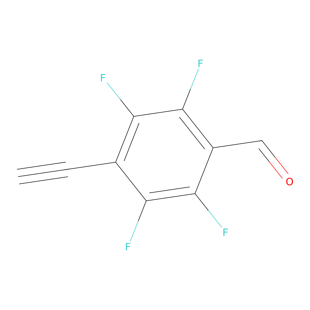 4-Ethynyl-2,3,5,6-tetrafluorobenzaldehyde molecular structure, CAS 2913423-67-1