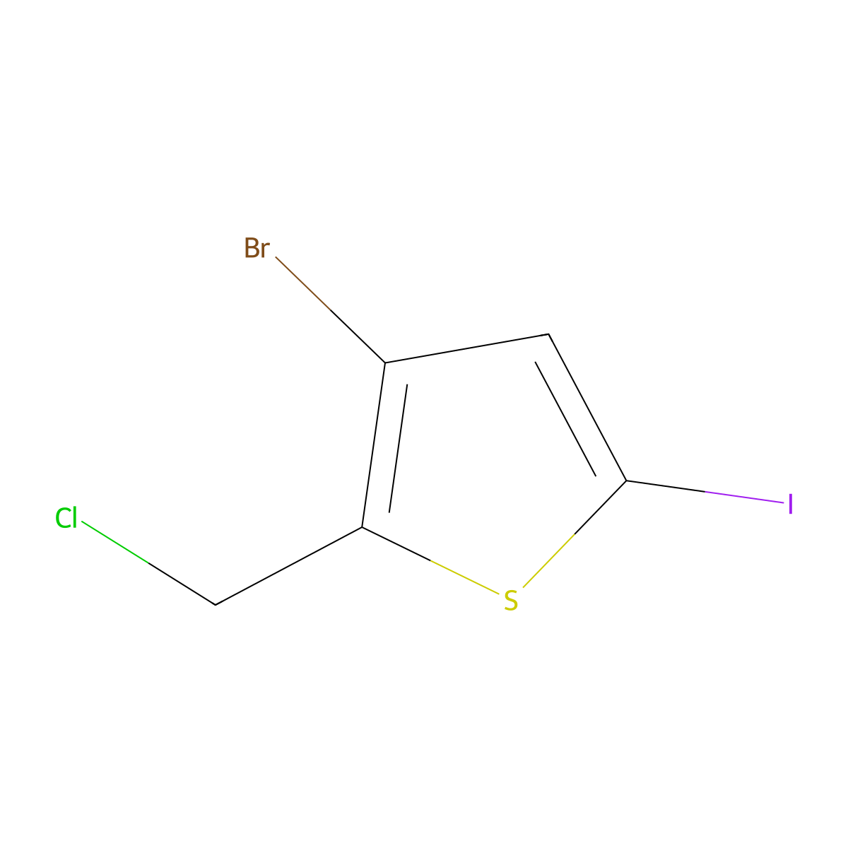 3-Bromo-2-(chloromethyl)-5-iodothiophene molecular structure, CAS 2913423-69-3
