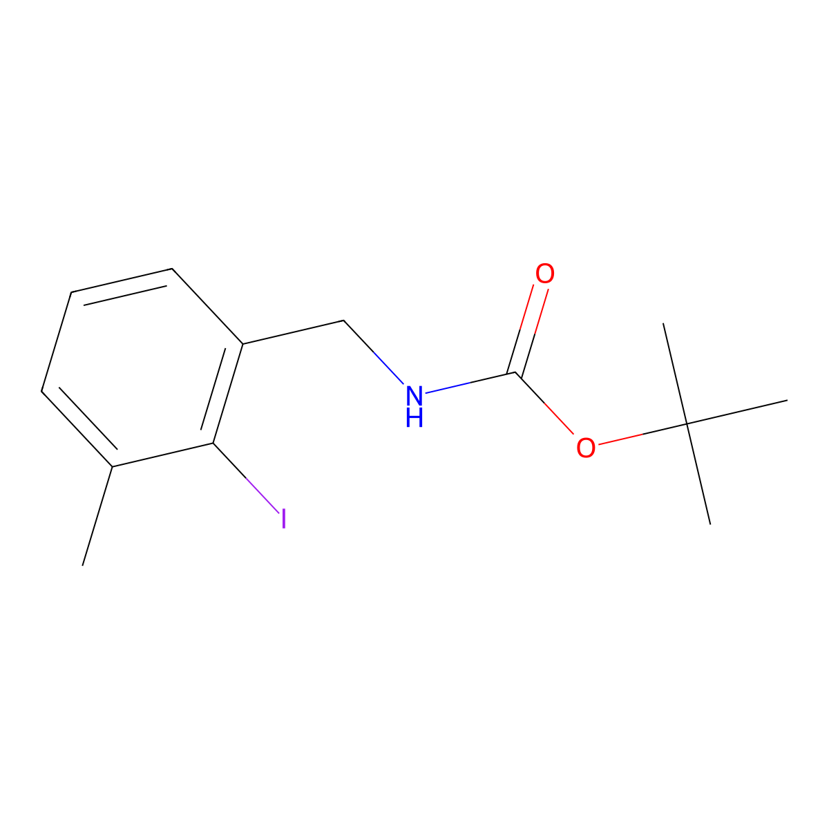 tert-butyl N-[(2-iodo-3-methylphenyl)methyl]carbamate molecular structure, CAS 2913423-75-1