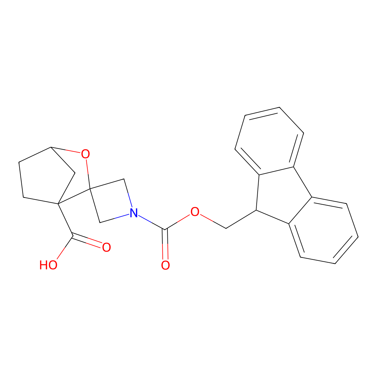 1-{[(9H-fluoren-9-yl)methoxy]carbonyl}-3'-oxaspiro[azetidine-3,2'-bicyclo[2.2.1]heptane]-1'-carboxylic acid molecular structure, CAS 2913423-78-4