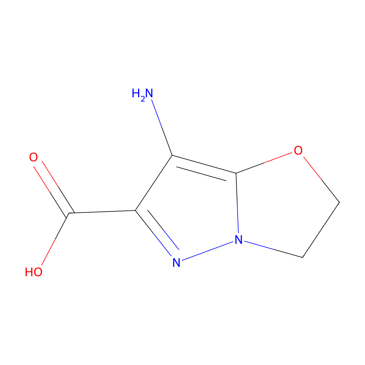 7-amino-2H,3H-pyrazolo[3,2-b][1,3]oxazole-6-carboxylic acid molecular structure, CAS 2913423-80-8